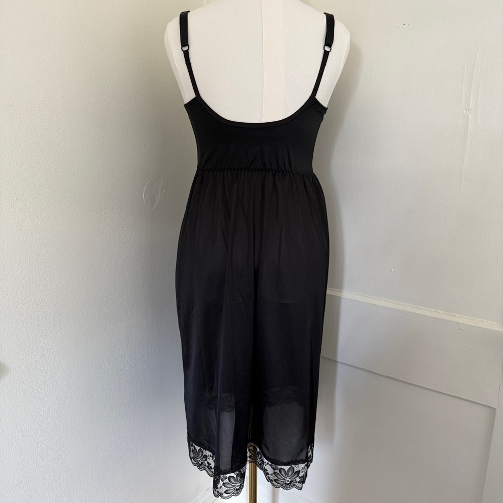 Vintage Dolores for Poirettes Black Lace Slip Dress Size 38 - 60s to 70s - Picture 3 of 13